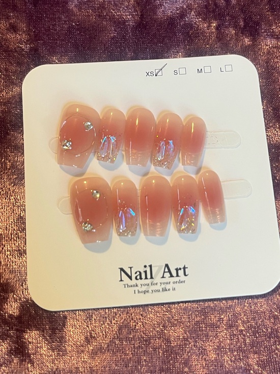 Other - Peach Ombre Press-On Nail Set with Iridescent Accents